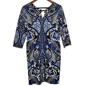 NWOT Chicos REVERSABLE Sz 0.5 Small/Medium Blue Leopard Dress Business Dinner